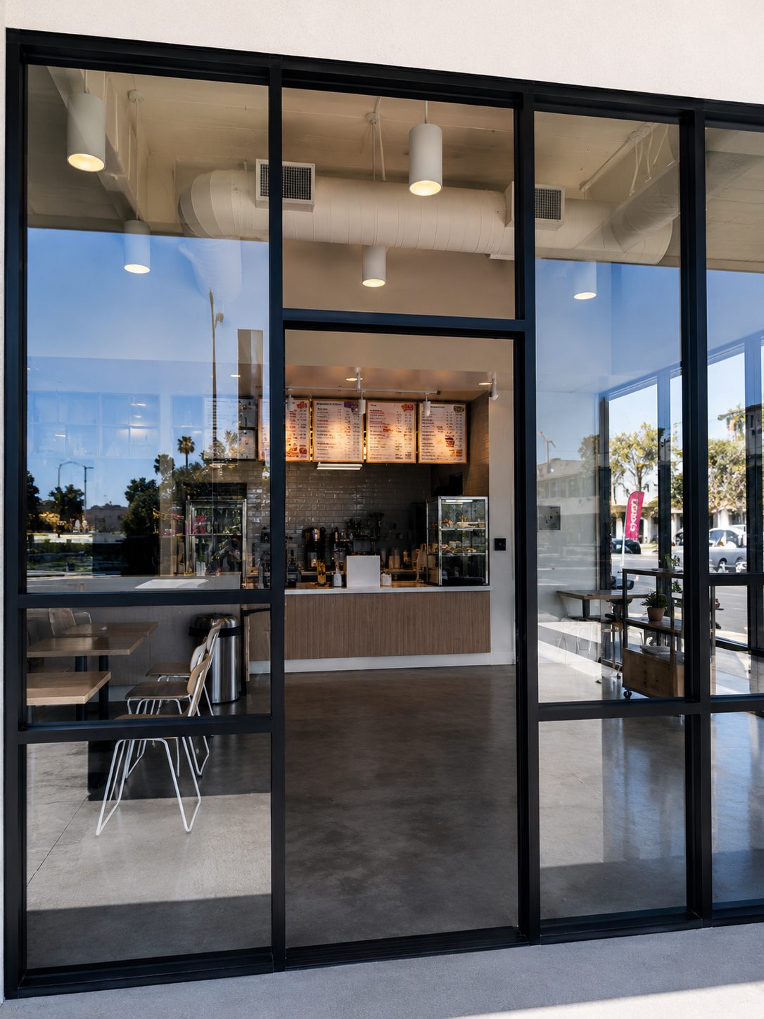 Black aluminum storefront system